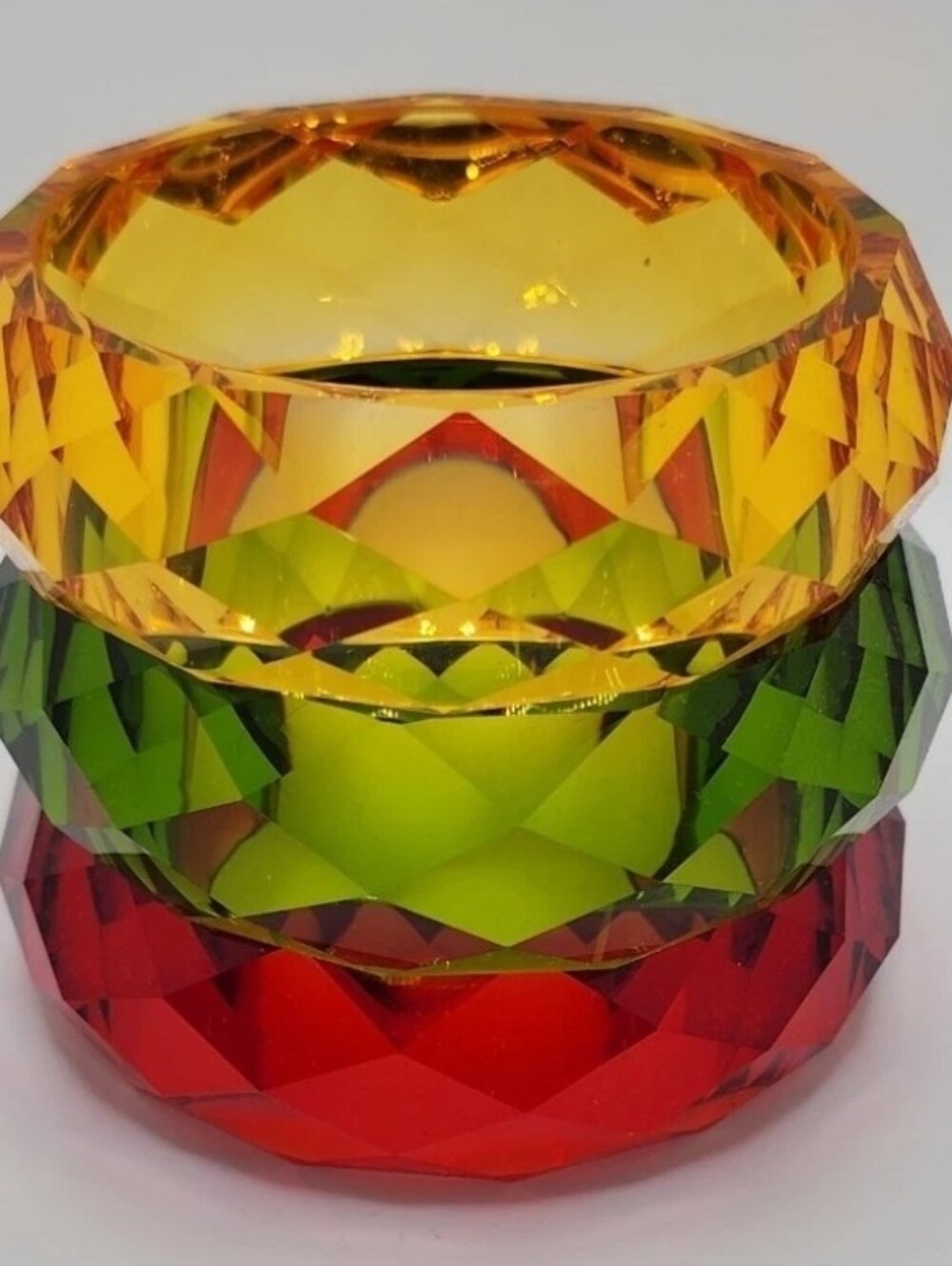 Set of Three Faceted Lucite Vintage Braclets.